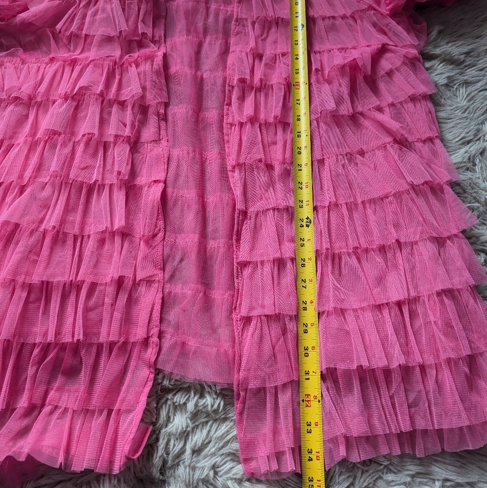 EUC Torrid x Betsey Johnson Pink Mesh Ruffle Tiered Kimono - Picture 11 of 16